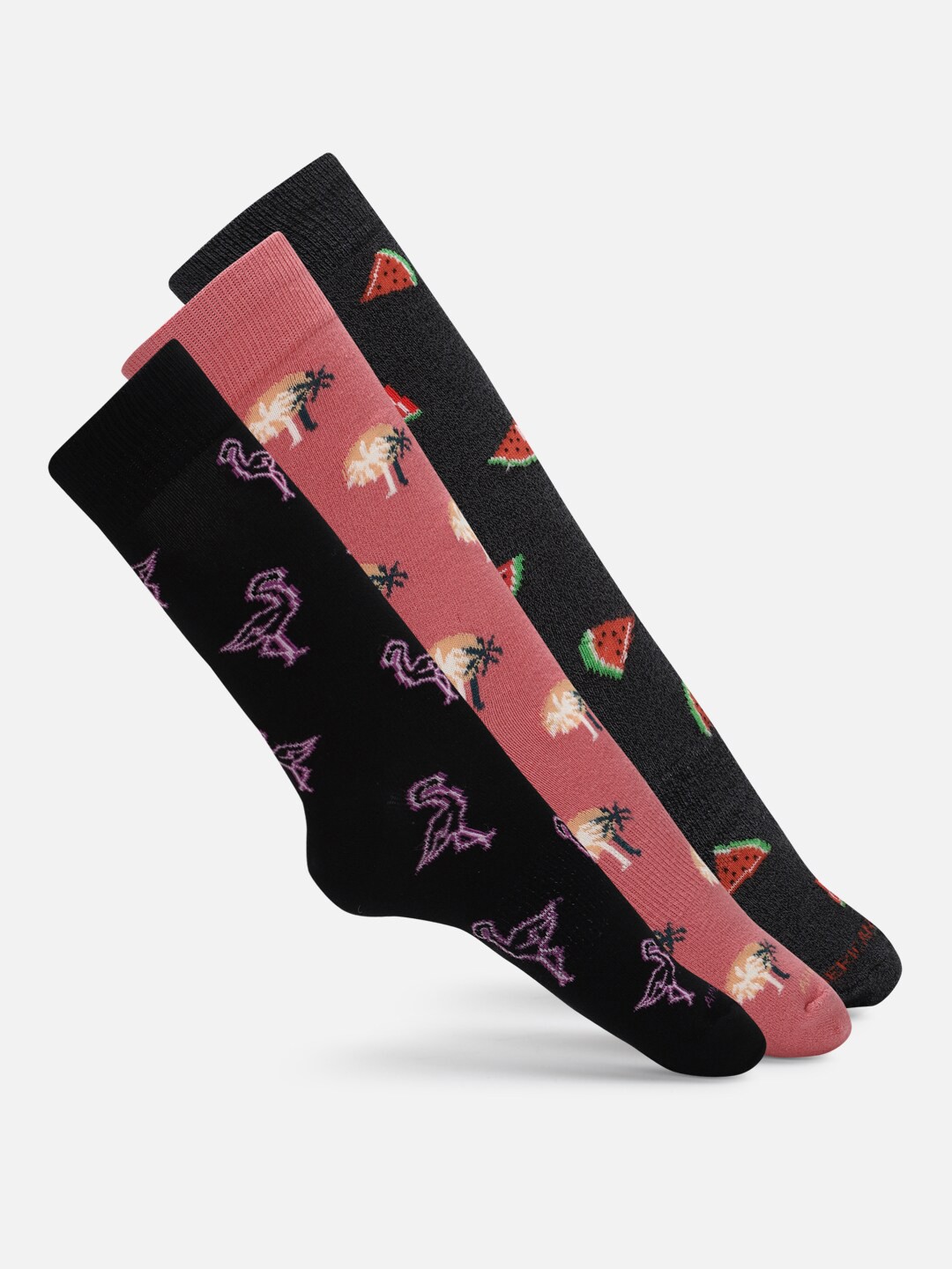 

AMERICAN EAGLE OUTFITTERS Men Pack Of 3 Patterned Above Ankle-Length Socks, Black