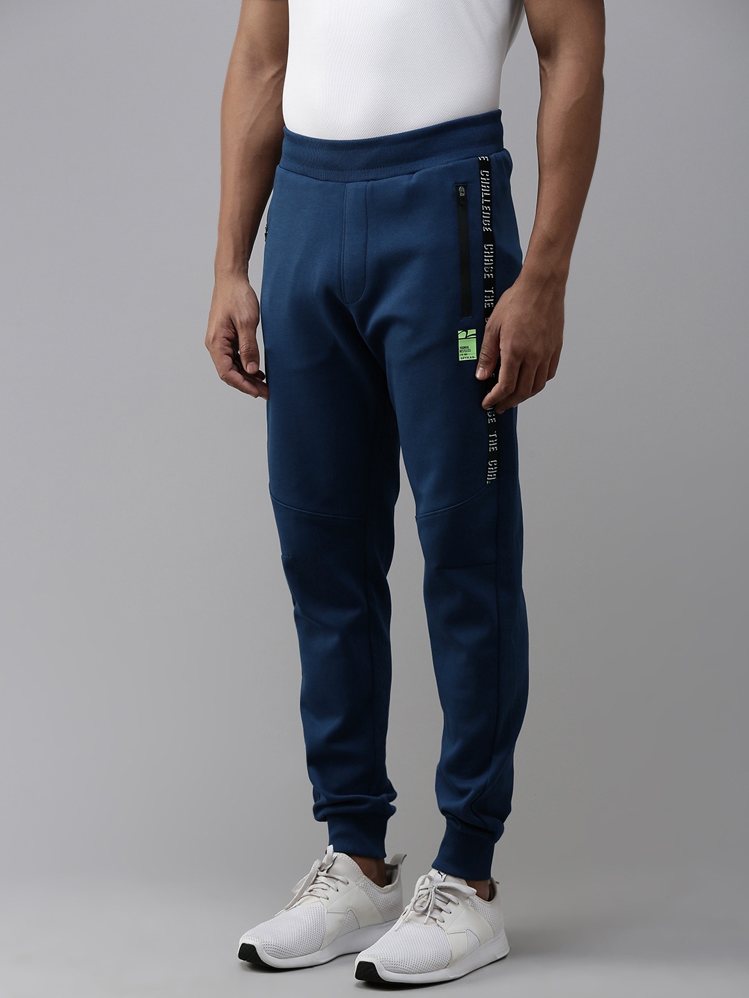 

SPYKAR Men Side Stripe Detail Slim Fit Joggers, Blue