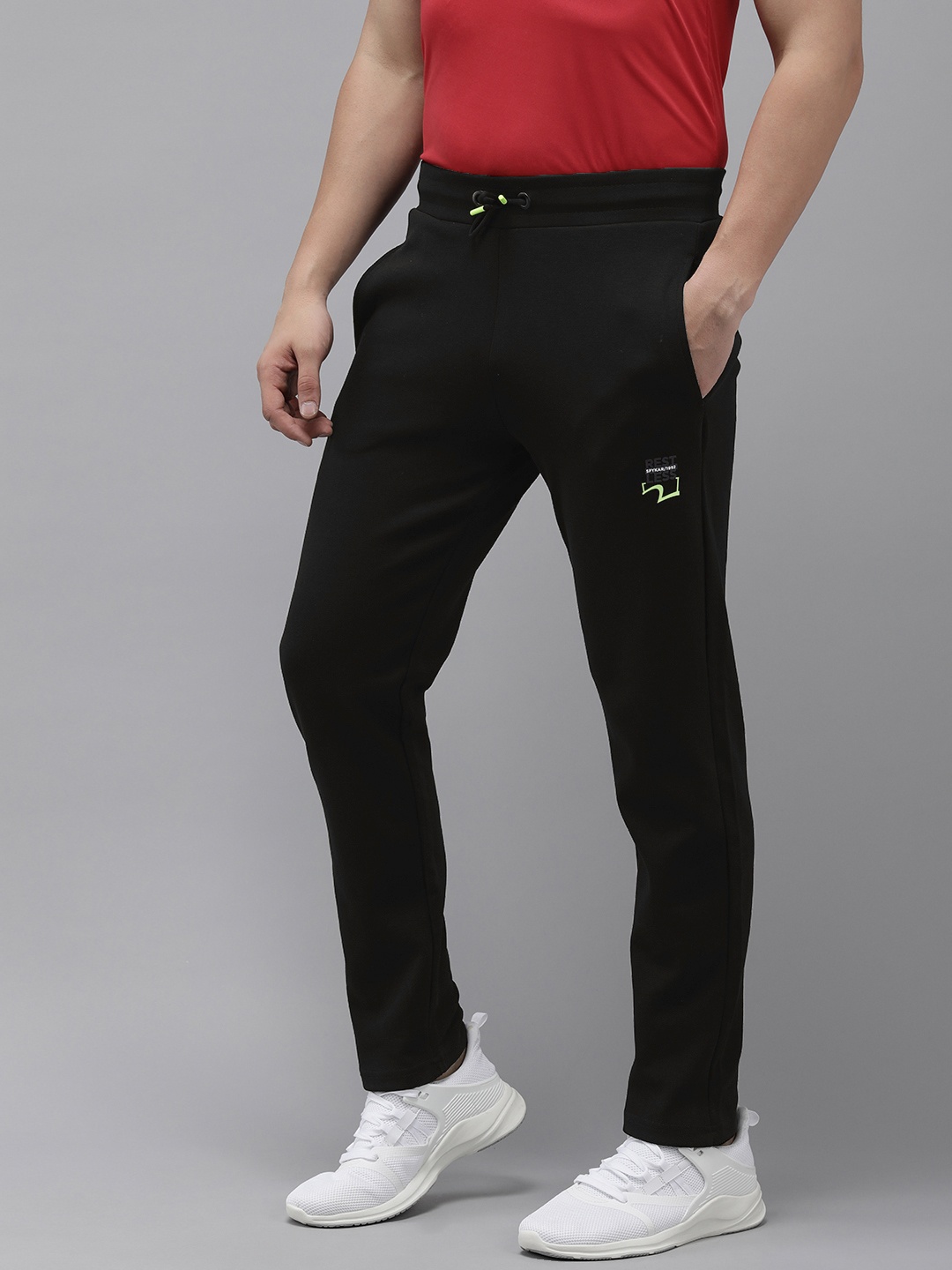 

SPYKAR Men Mid-Rise Slim Fit Track Pants, Black