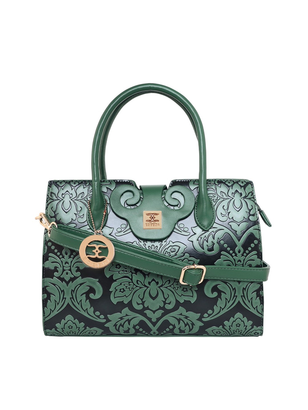 

ESBEDA Women Green Floral Printed PU Structured Handbag