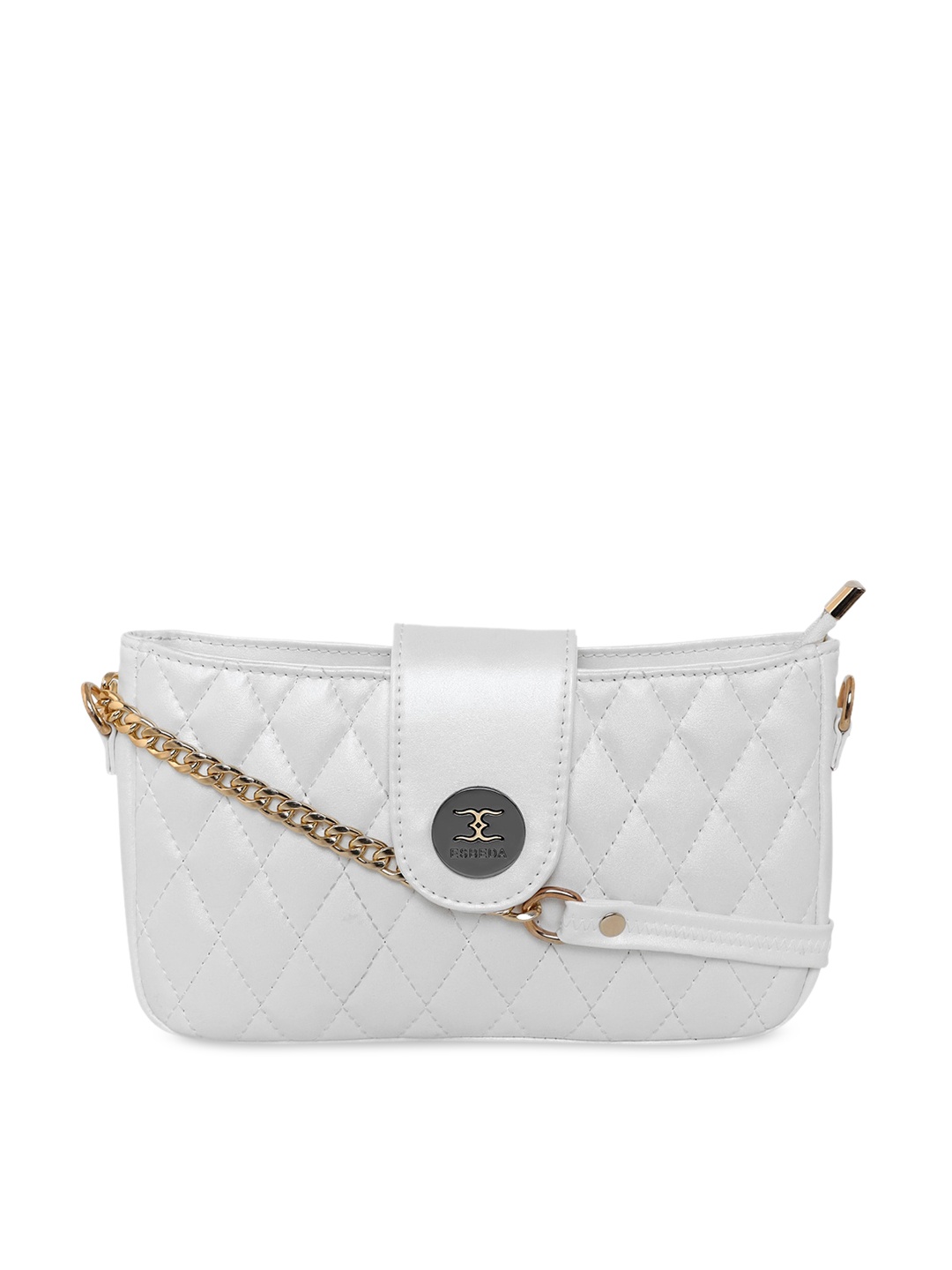 

ESBEDA Women White Textured PU Structured Sling Bag with Quilted