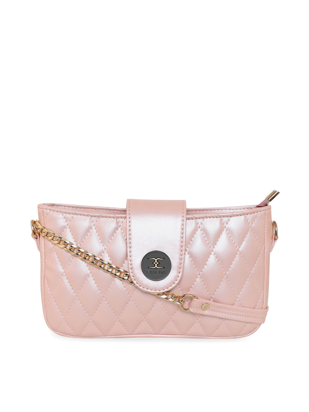 

ESBEDA Women Pink Textured PU Structured Handbag with Quilted