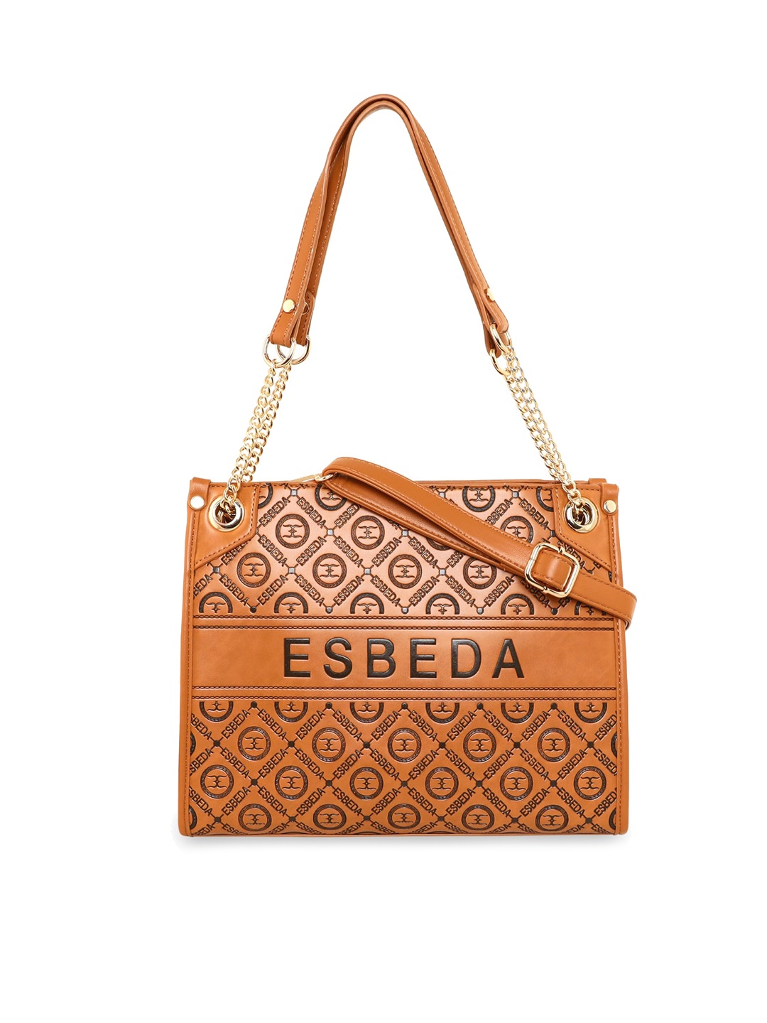 

ESBEDA Tan Printed PU Structured Shoulder Bag