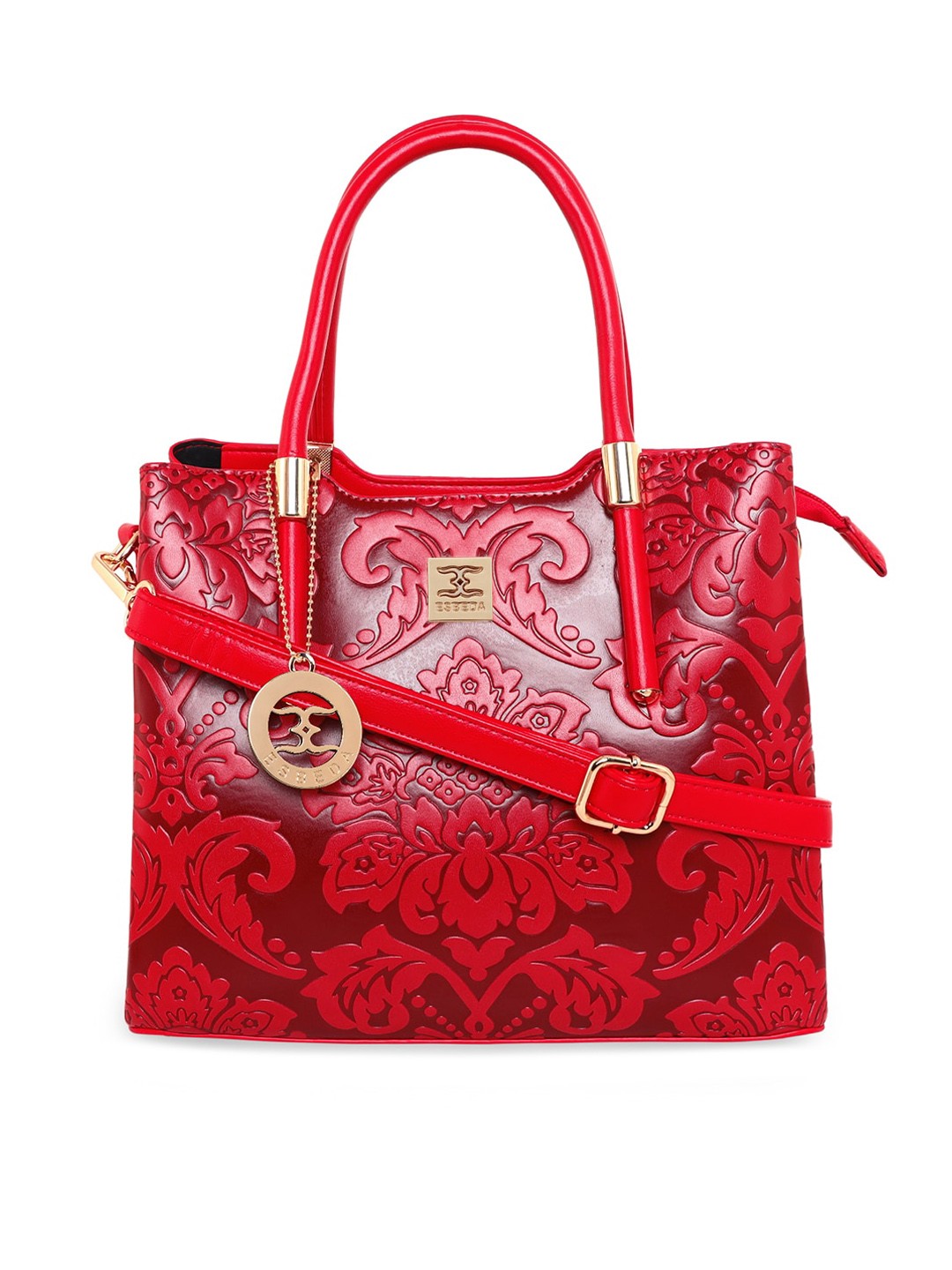 

ESBEDA Red Floral Printed PU Shopper Shoulder Bag