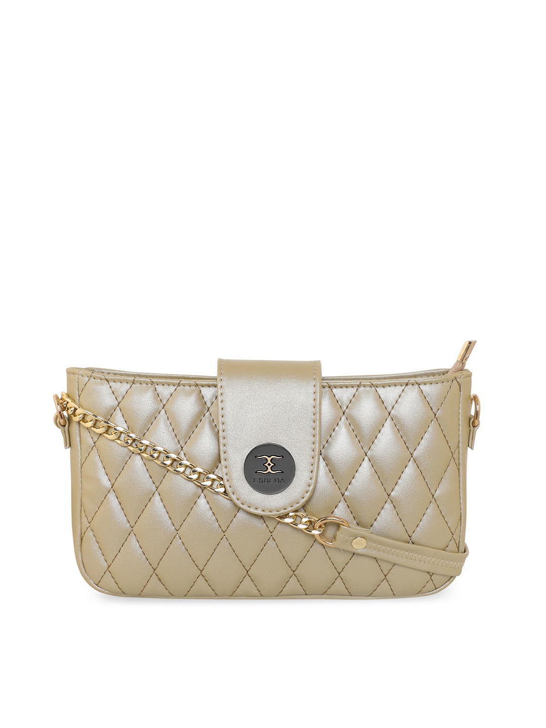 

ESBEDA Women Gold-Toned Textured PU Structured Sling Bag with Quilted