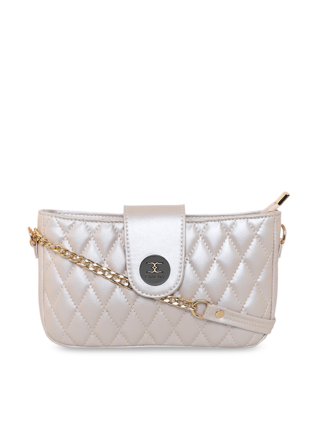 

ESBEDA Gold-Toned Textured PU Structured Sling Bag with Quilted