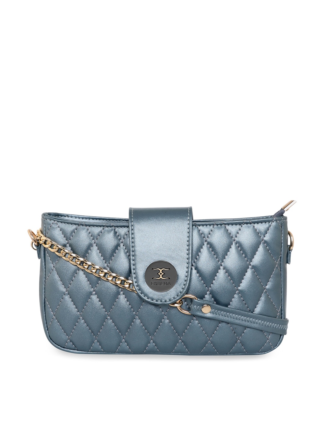 

ESBEDA Blue Textured PU Structured Sling Bag with Quilted