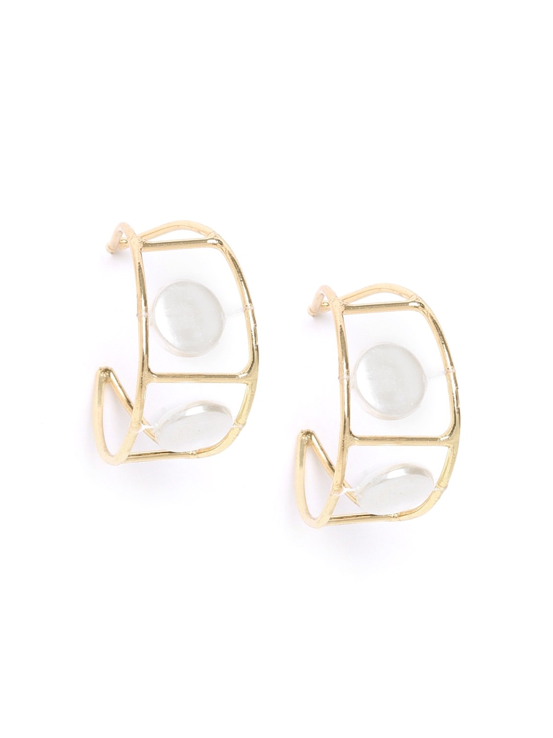 

DressBerry White Gold-Plated Circular Half Hoop Earrings