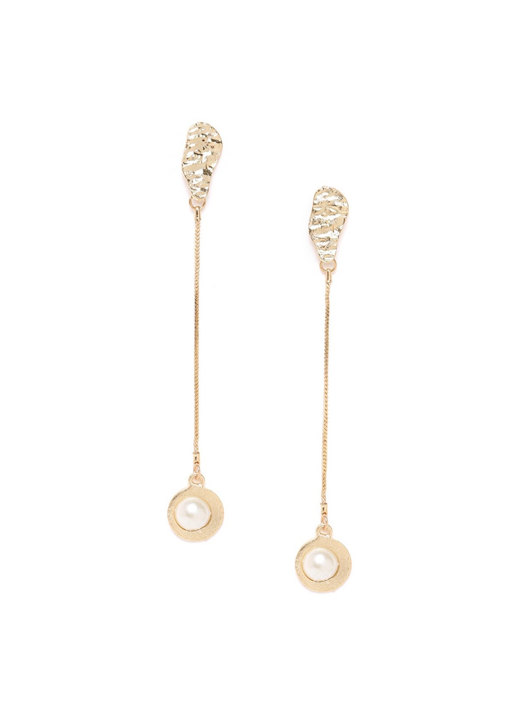 

DressBerry White Gold-Plated Contemporary Drop Earrings