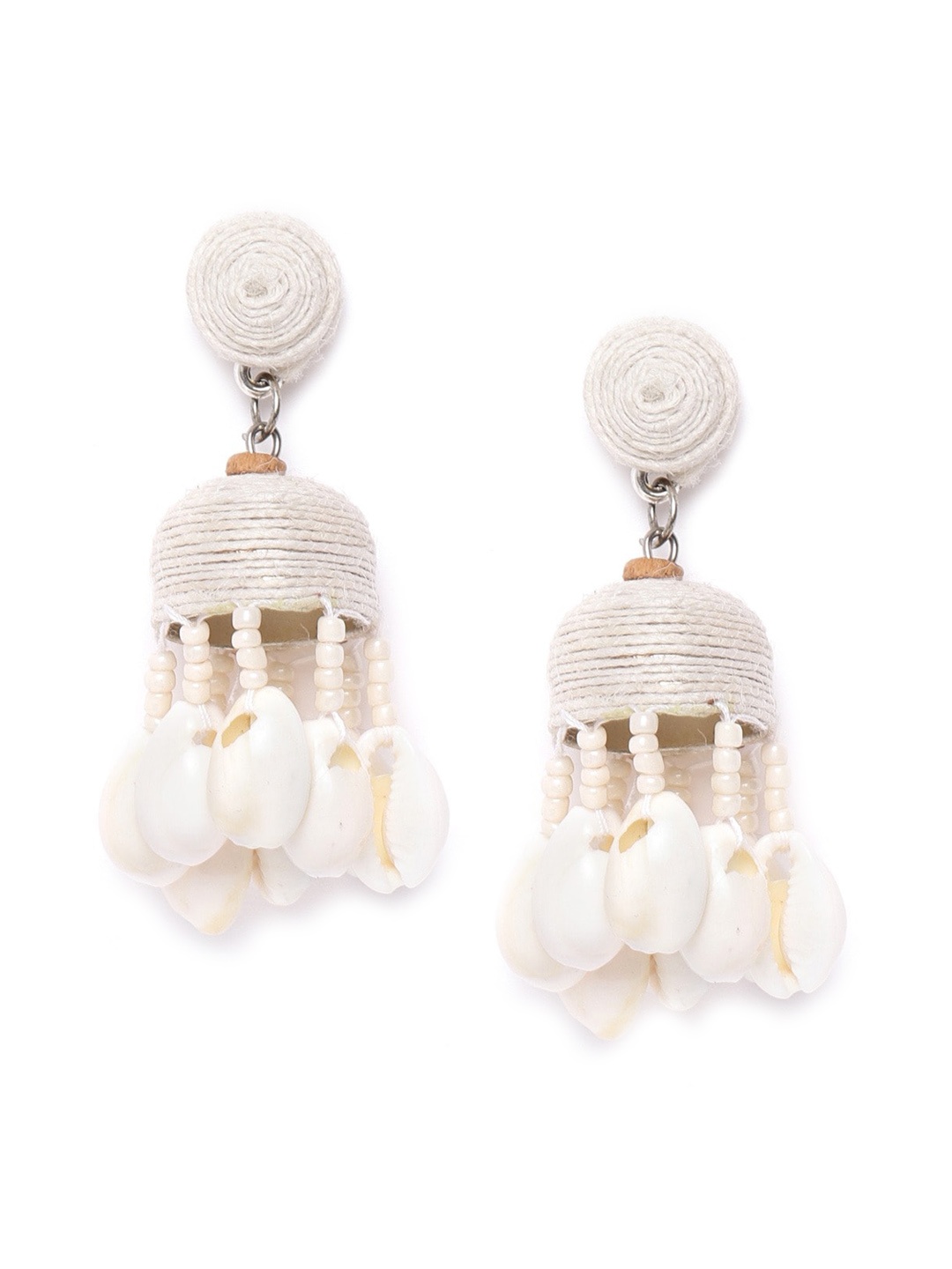 

DressBerry Cream Gold-Plated Contemporary Jhumkas Earrings