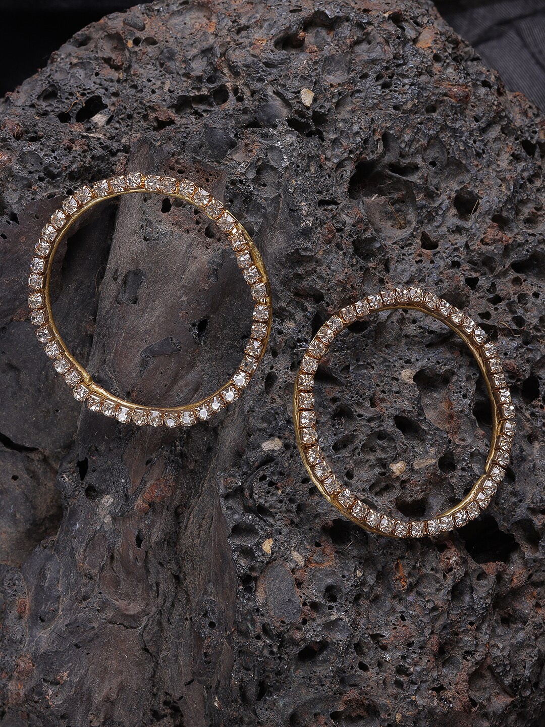 

DressBerry White Rose Gold-Plated Circular Drop Earrings