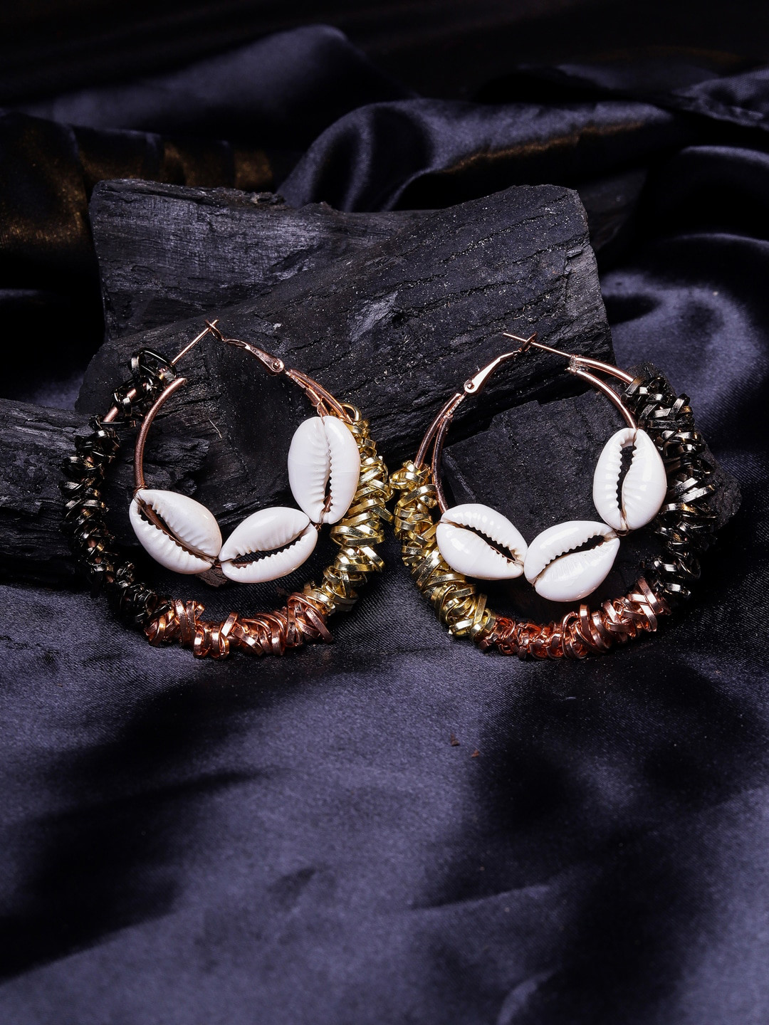 

DressBerry Women Rose Gold Plated & White Contemporary Hoop Earrings