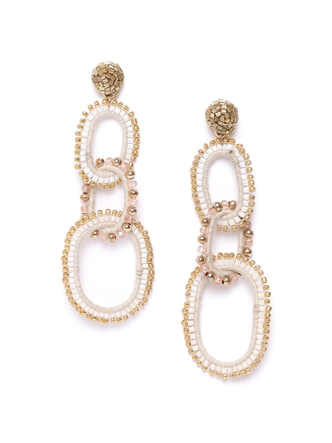 

DressBerry Women Gold-Plated & White Contemporary Drop Earrings