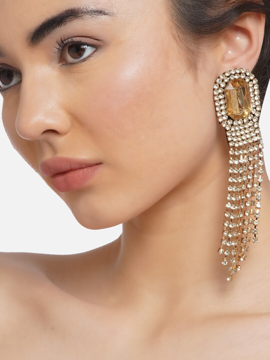 

DressBerry Women Yellow & White Gold-Plated Contemporary Drop Earrings