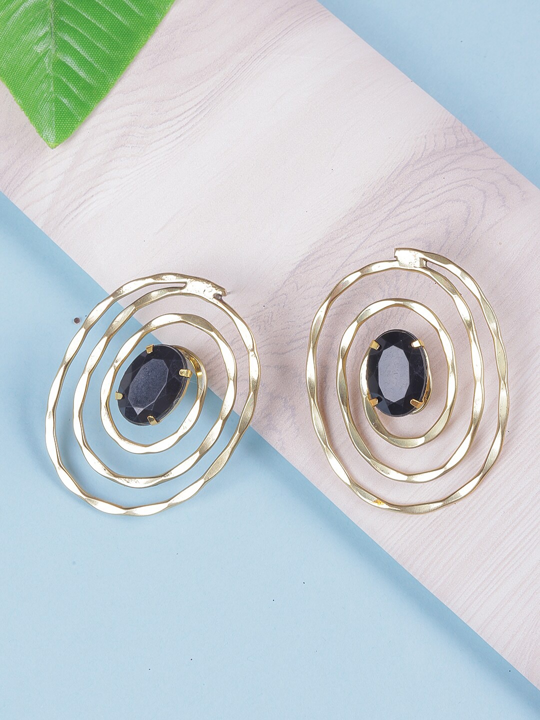 

DressBerry Black Oval Studs Earrings