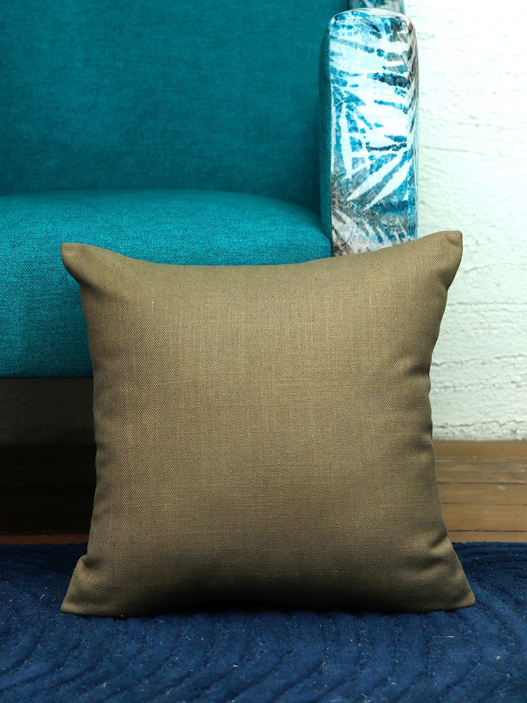 

ZEBA Brown Cotton Square Cushion Cover