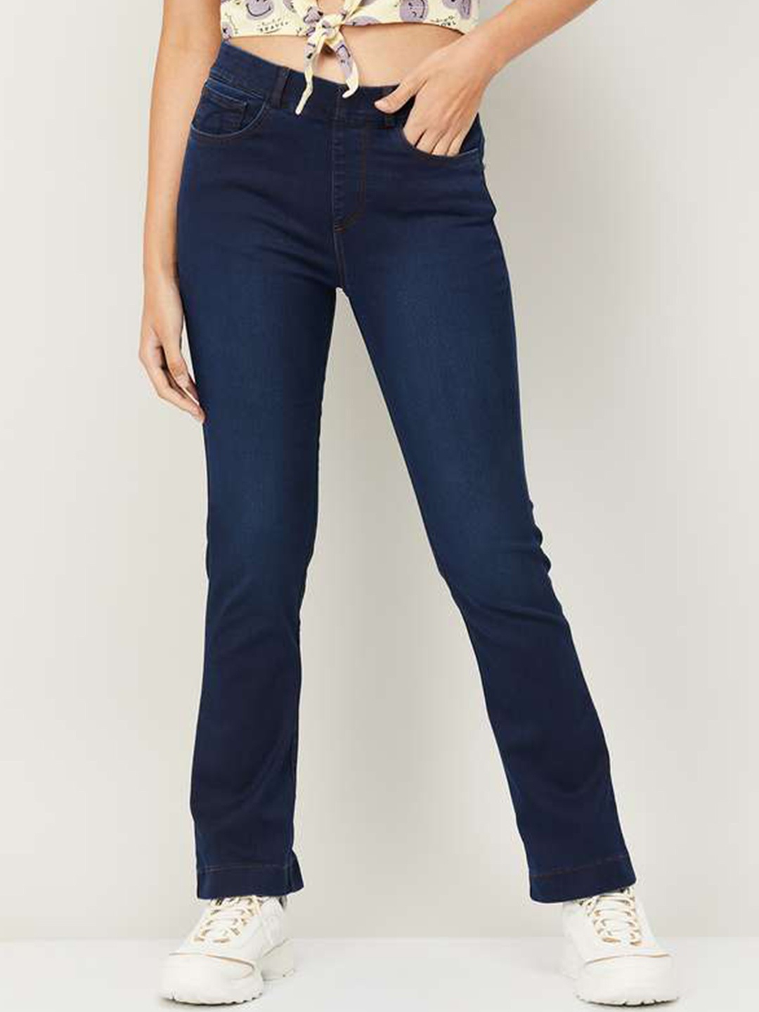

Xpose Women Blue Comfort Bootcut High-Rise Stretchable Jeans