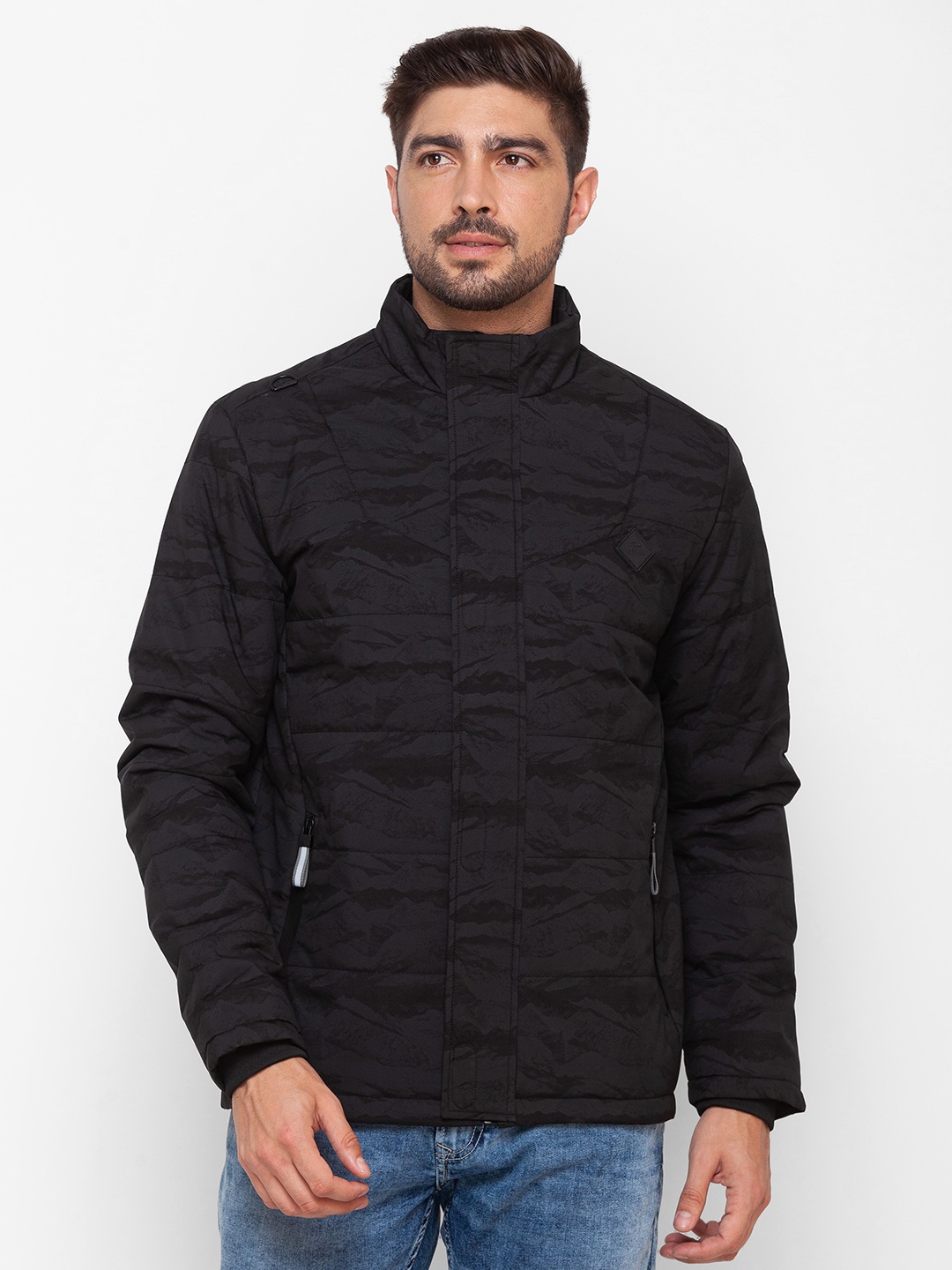 

SPYKAR Printed Padded Jacket, Black