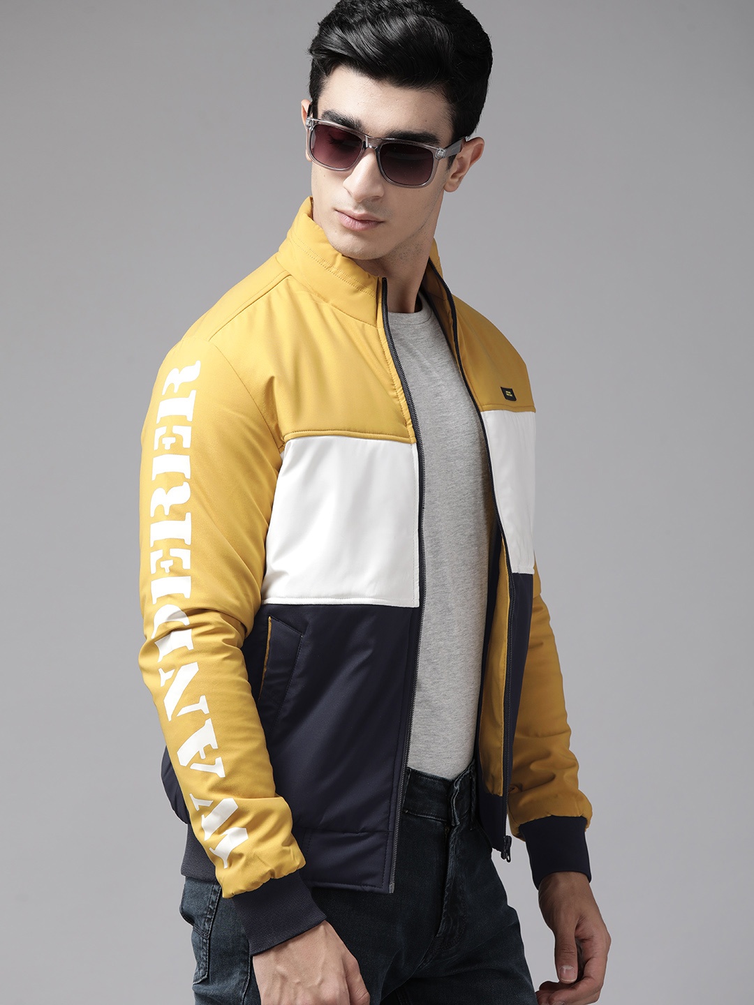 

SPYKAR Colourblocked Bomber Jacket, Yellow