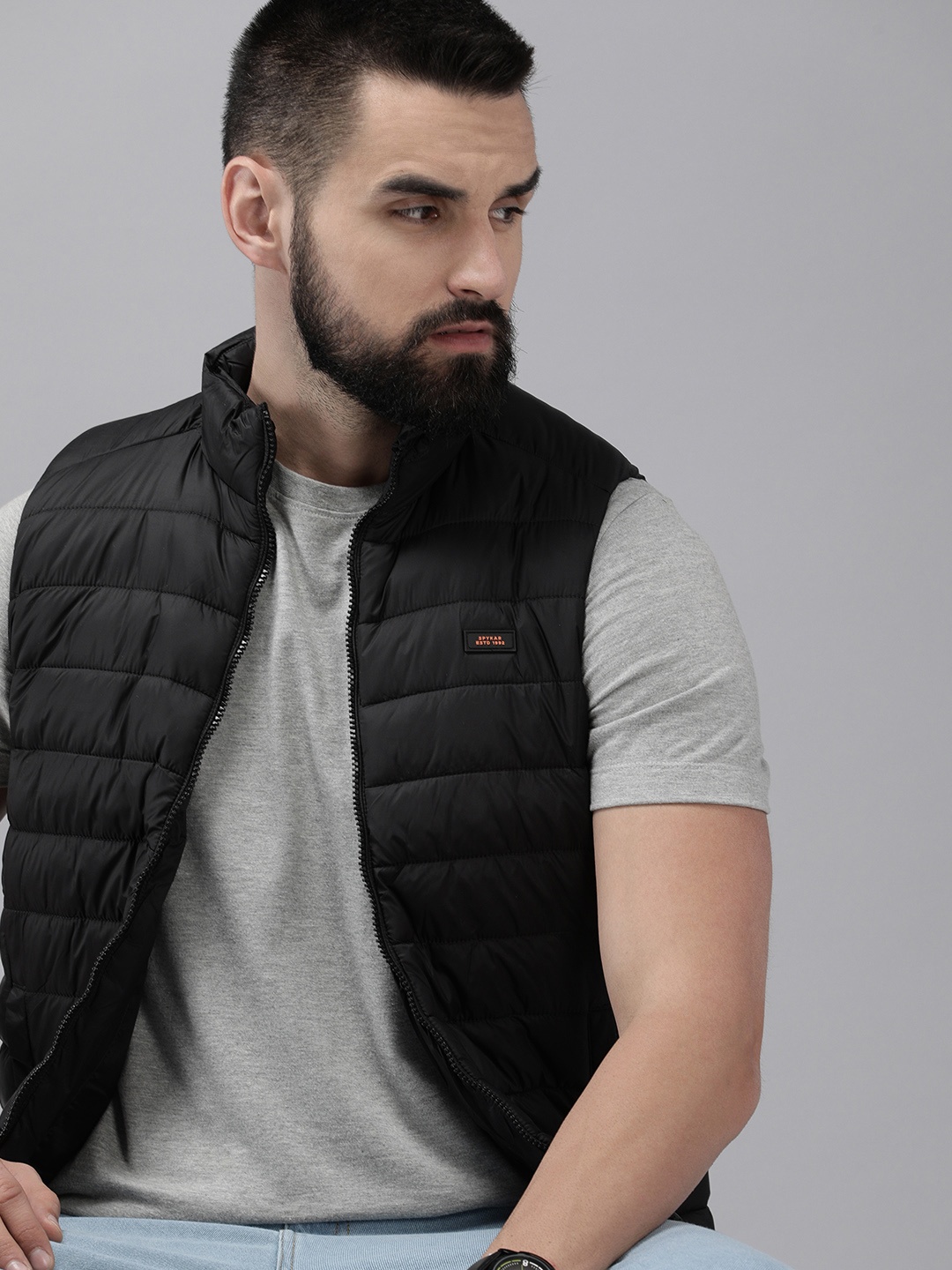 

SPYKAR Sleeveless Puffer Jacket, Black