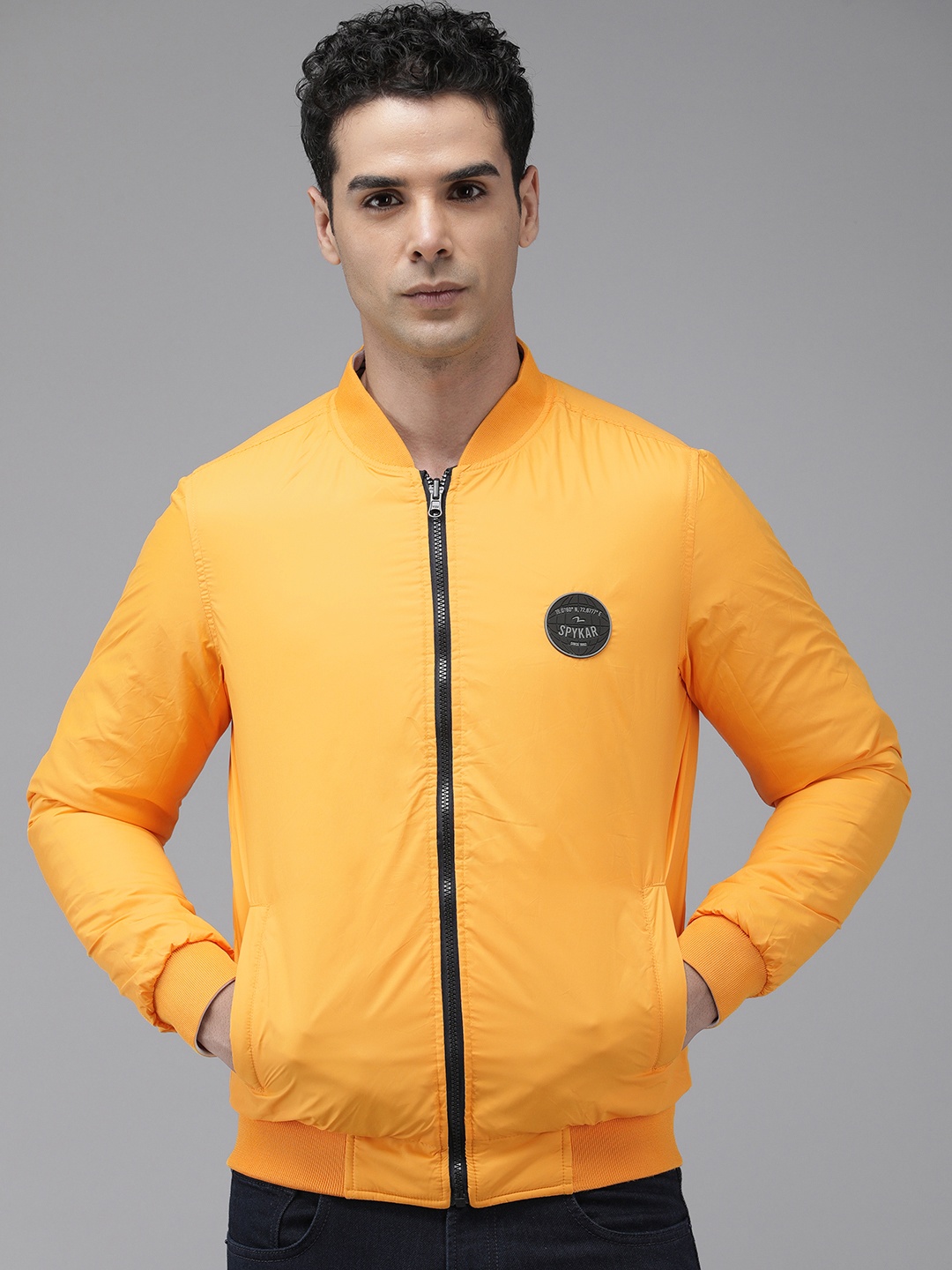 

SPYKAR Men Solid Reversible Bomber Jacket, Yellow