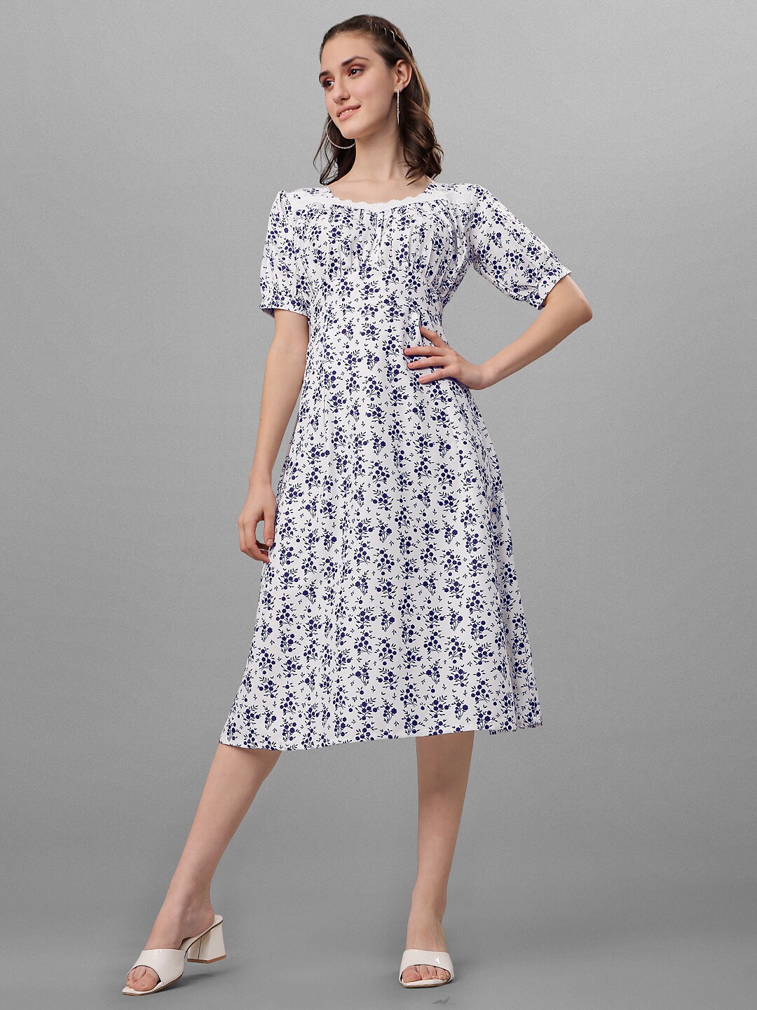 

GUFRINA White Floral Printed Dress