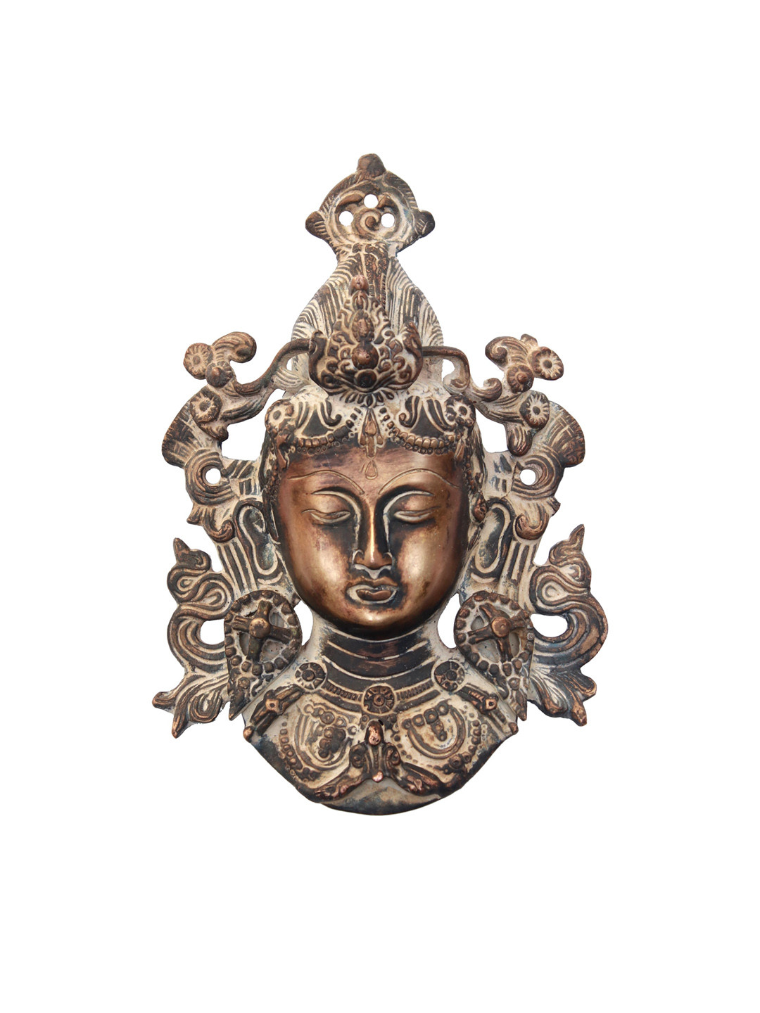 

Exotic India Gold-Toned Textured Mask Of Tara Wall Plate