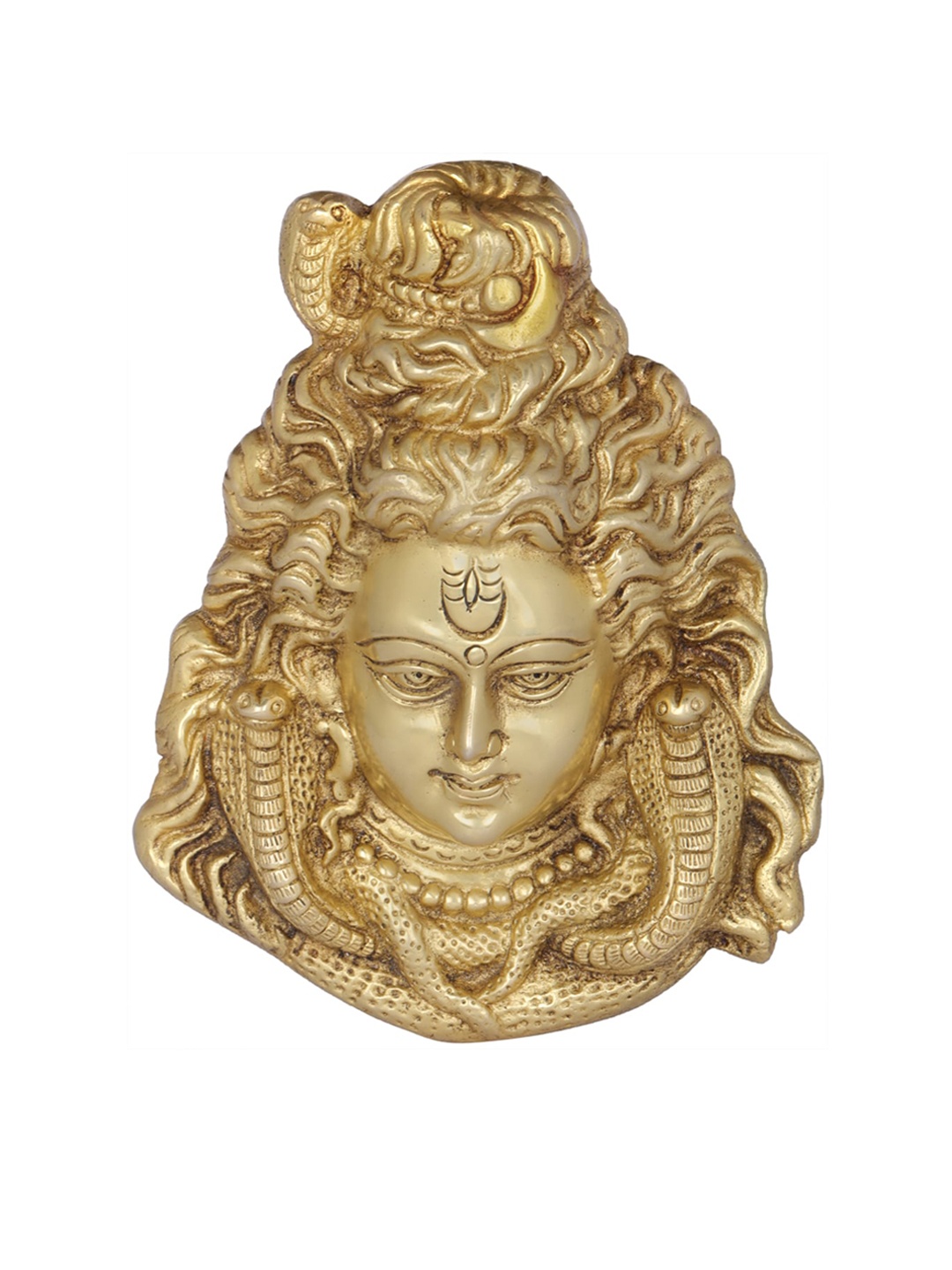 

Exotic India Gold-Toned Textured Shiva Brass Wall Hanging Mask