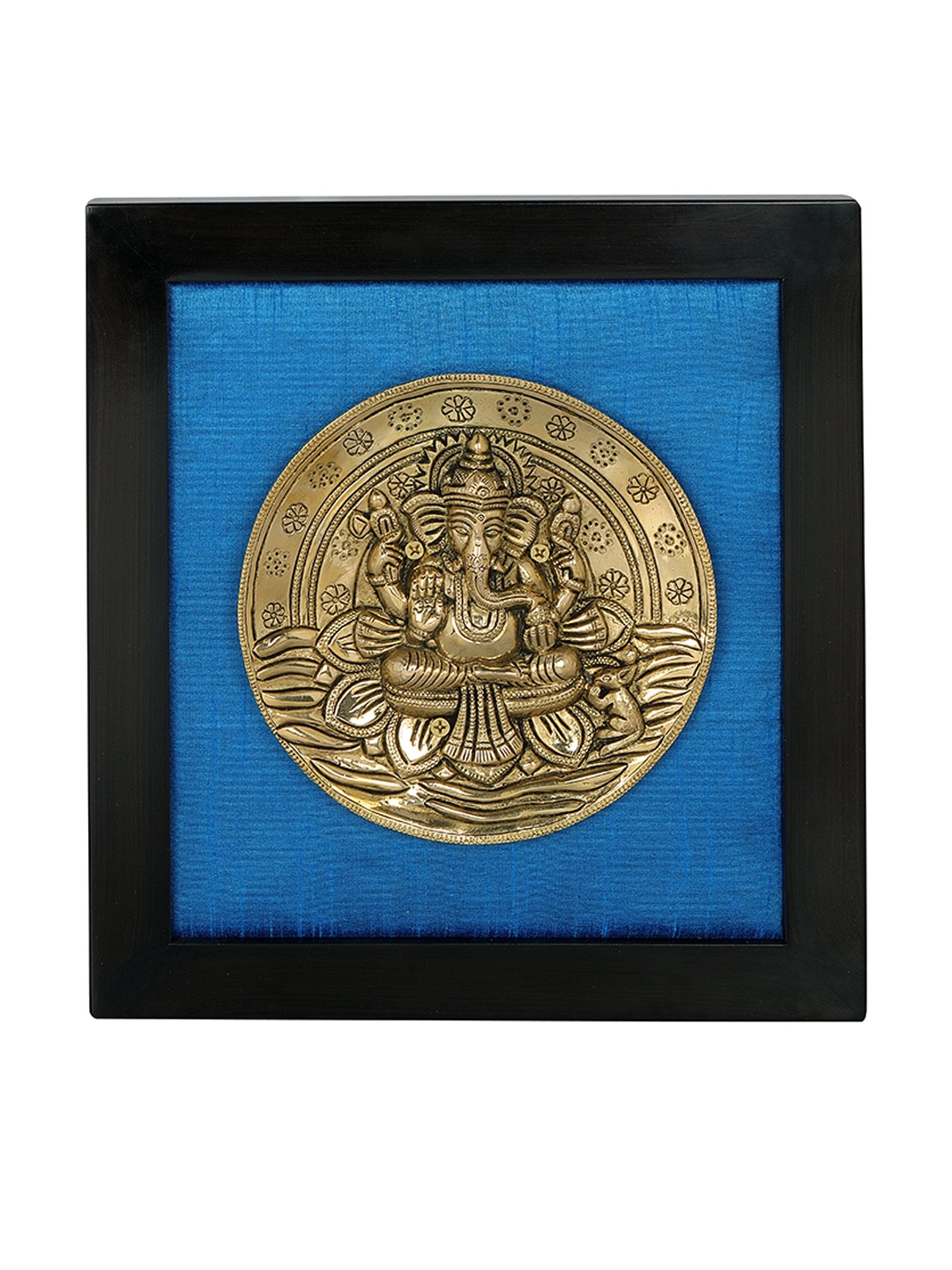 

Exotic India Gold-Toned Textured Lord Ganesha Wall Hanging With Frame