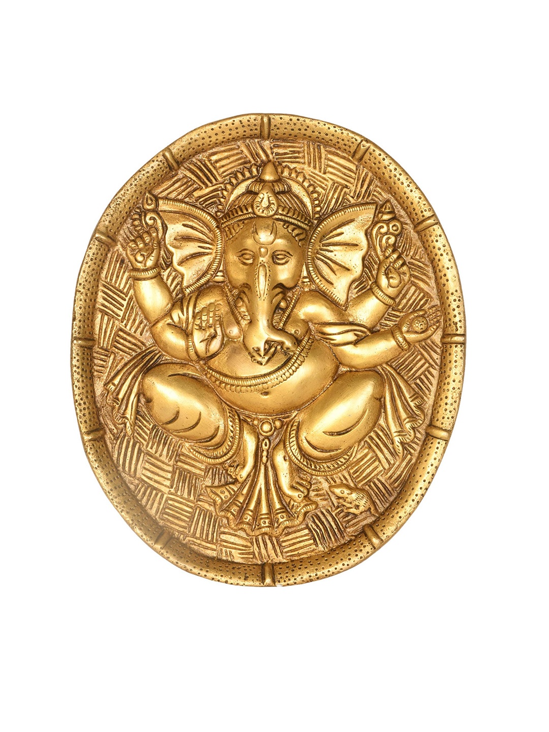 

Exotic India Gold-Toned Lord Ganesha Wall Decor In Brass