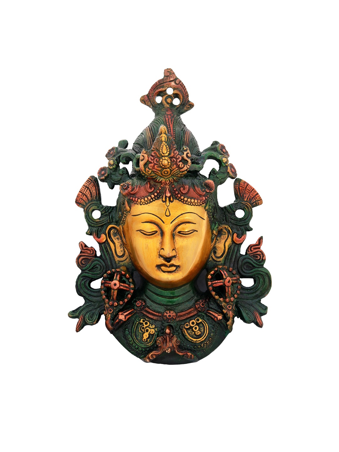 

Exotic India Green Tibetan Buddhist Deity Wall Decor, Gold