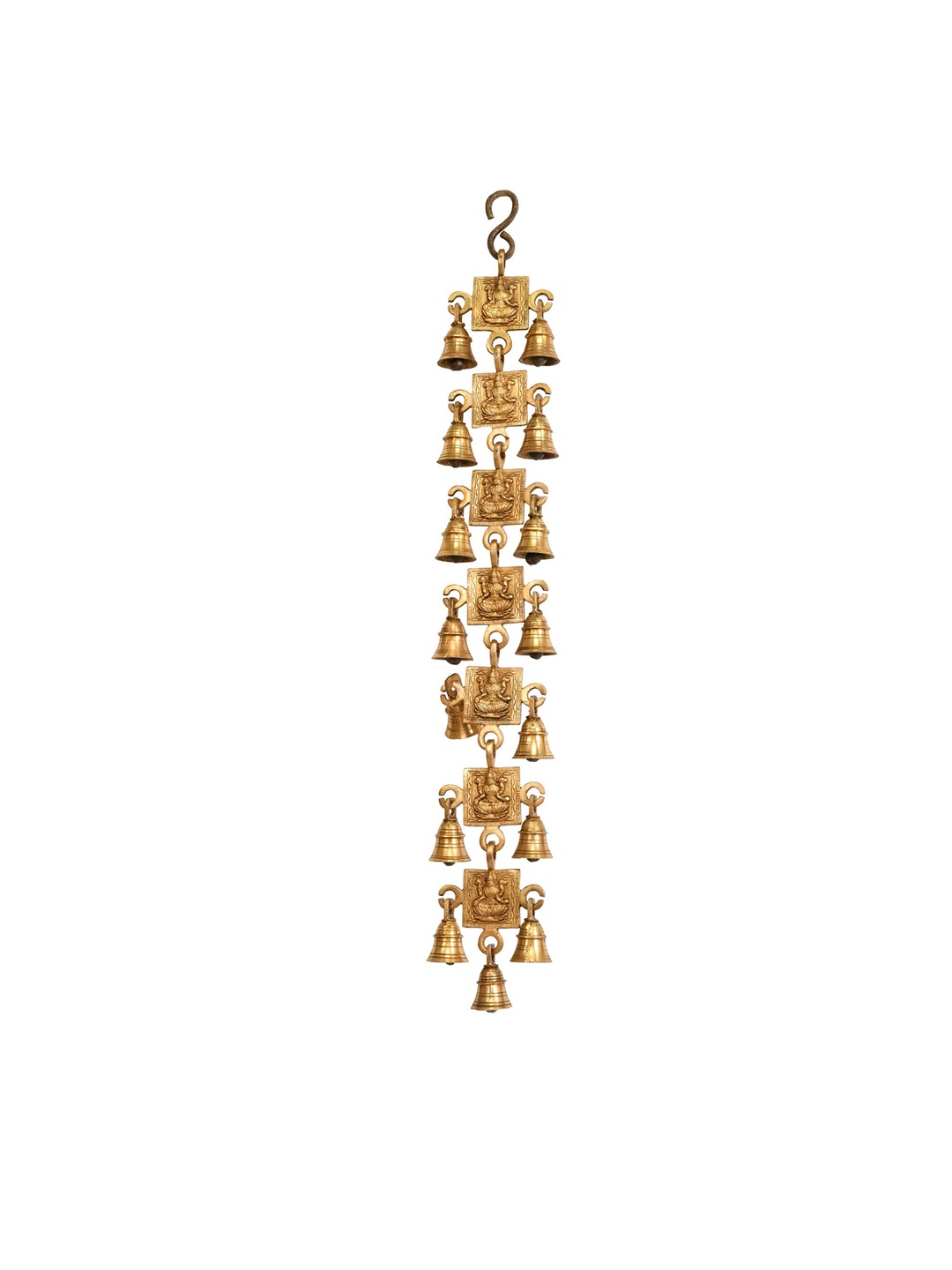 

Exotic India 24" Goddess Lakshmi Wall Hanging Bells in Brass - Made in India, Gold