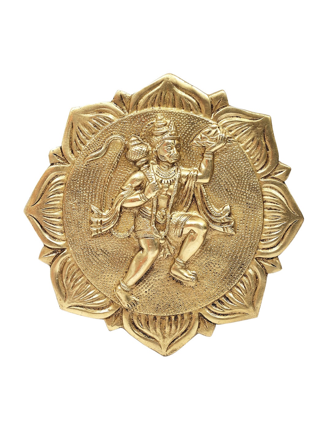 

Exotic India 7" Lord Hanuman Wall Hanging Plate in Brass, Gold