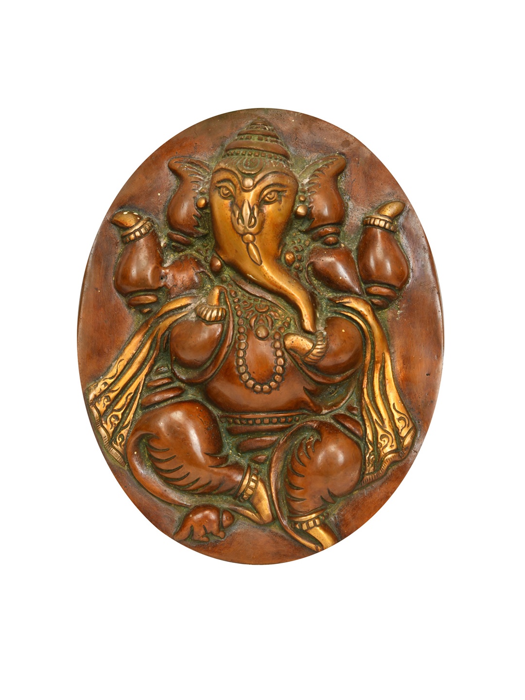 

Exotic India 8" Brass Lord Ganesha Wall Hanging Plate, Brown