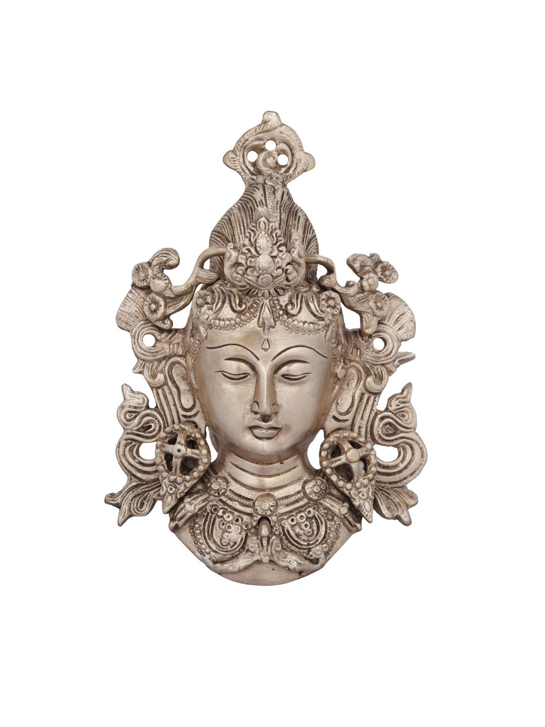 

Exotic India Silver-Toned Brass Tibetan Buddhist Deity Wall Decor
