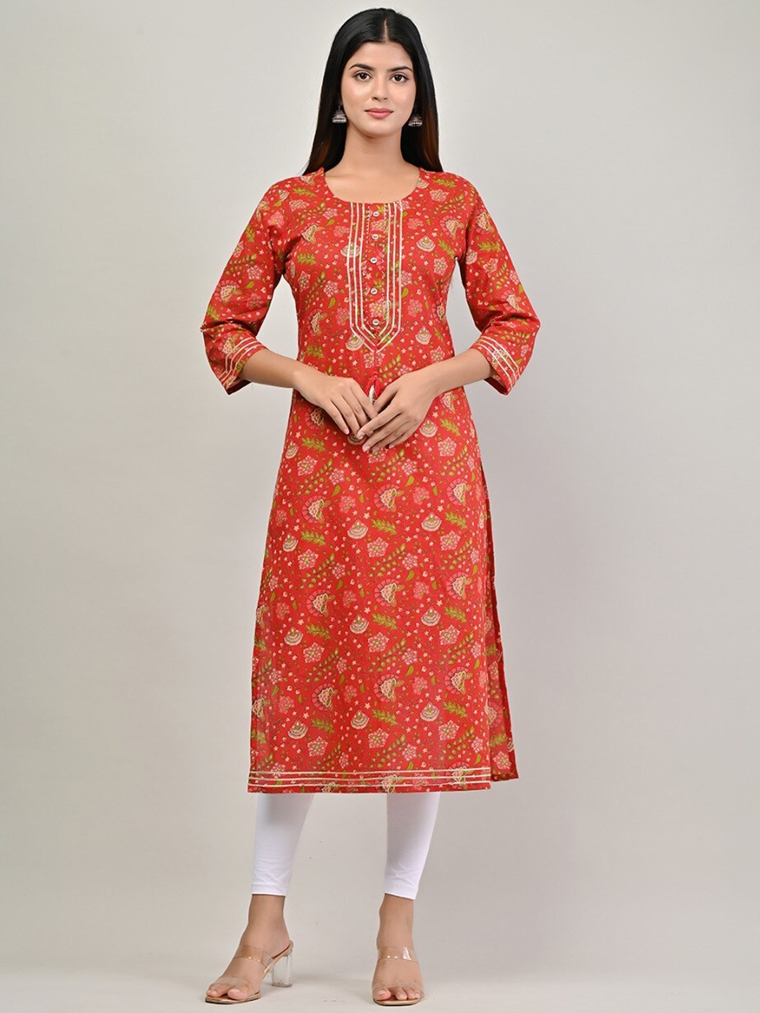 

Swasti Women Red Floral Printed Floral Kurta