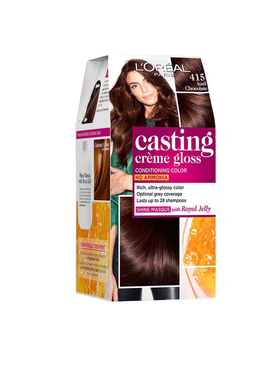 

LOreal Paris Casting Creme Gloss No Ammonia Hair Color 87.5 g + 72 ml - Iced Chocolate 415, Brown