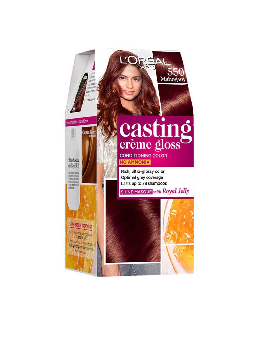 LOreal Paris Casting Creme Gloss Hair Color - Mahogany 550 87.5g+72ml, Brown