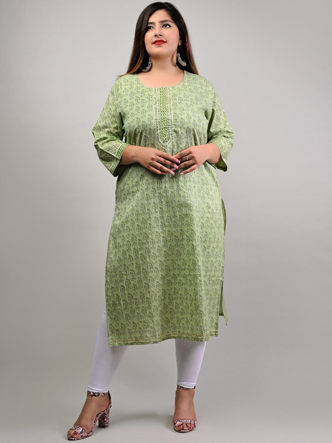 

Swasti Women Green Ethnic Motifs Printed Floral Kurta