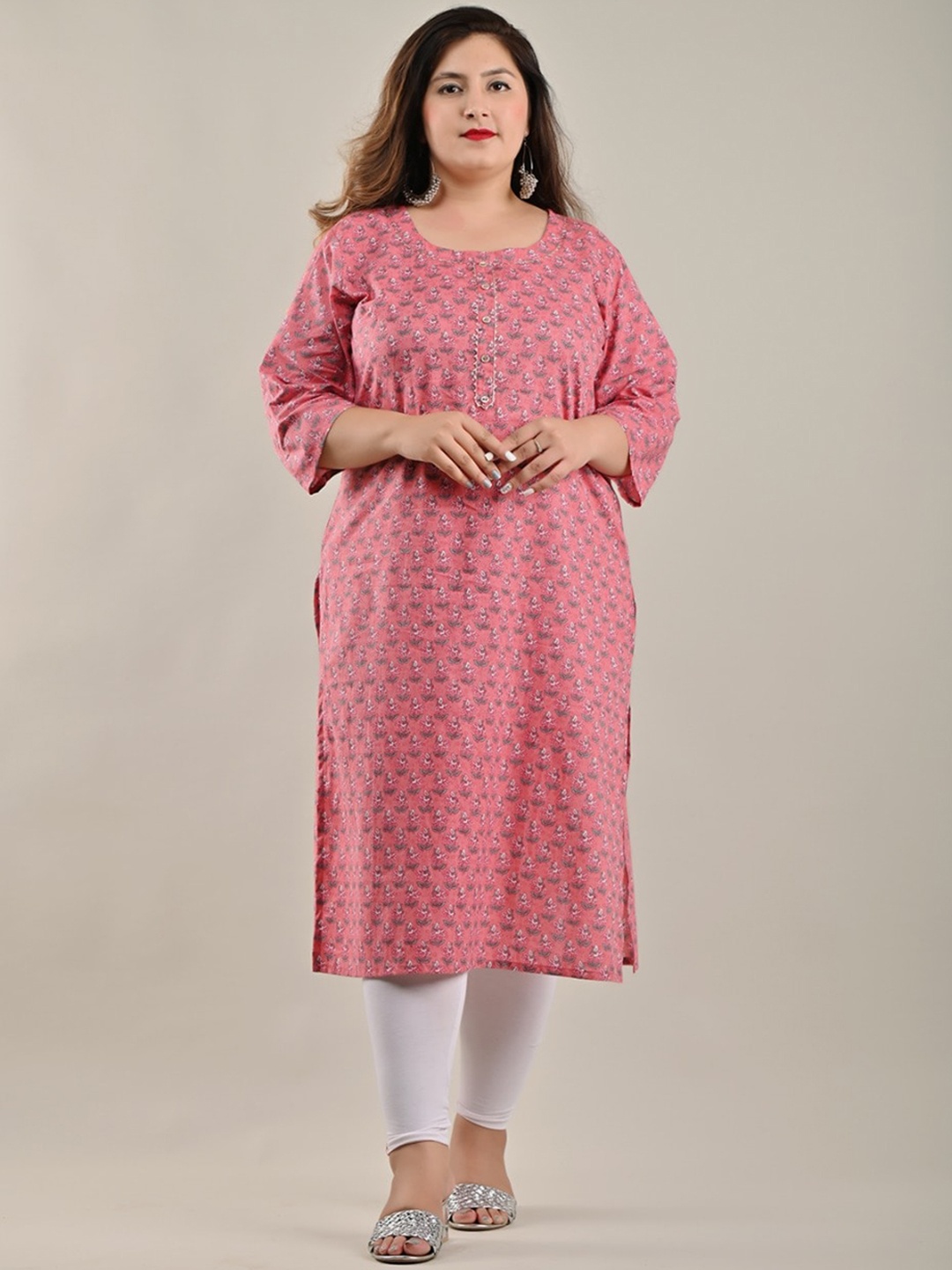 

Swasti Women Plus Size Pink Floral Printed Floral Kurta