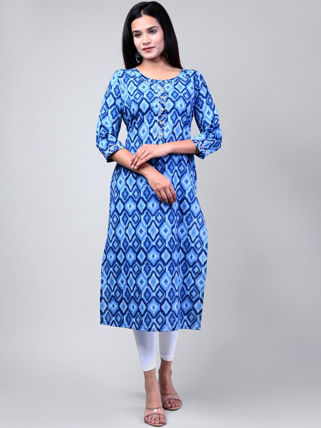 

Swasti Women Blue Ethnic Motifs Printed Floral Kurta