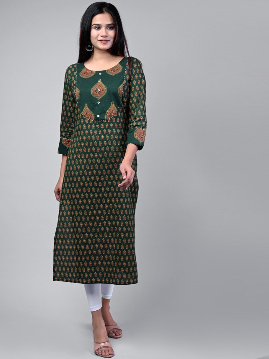 

Swasti Women Green Ethnic Motifs Printed Kurta