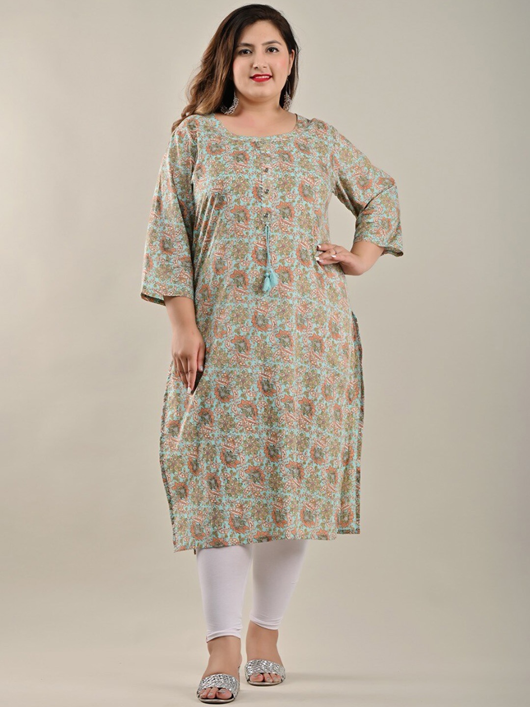 

Swasti Women Blue Floral Printed Flared Sleeves Floral Kurta