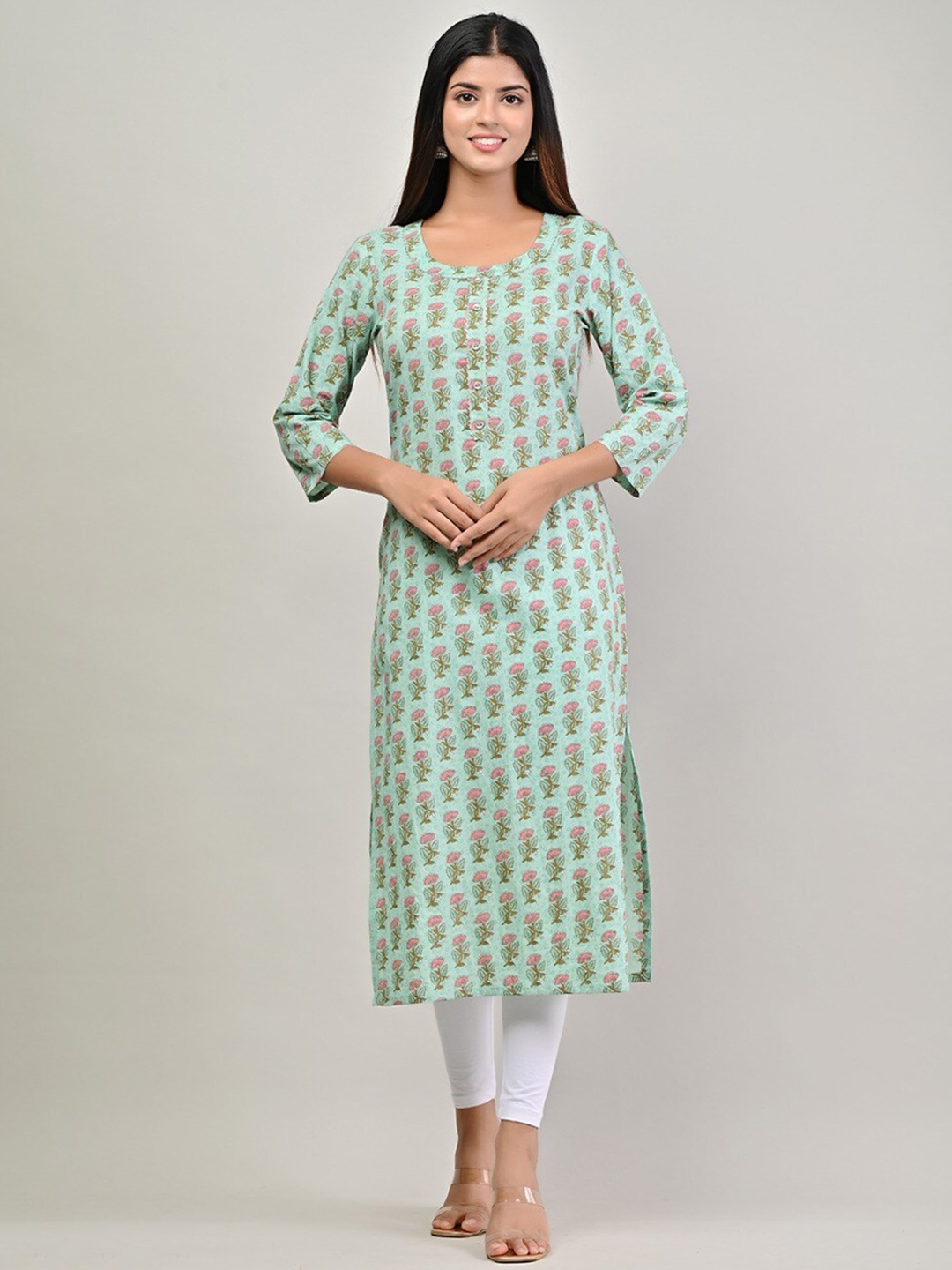 

Swasti Women Green Ethnic Motifs Printed Kurta