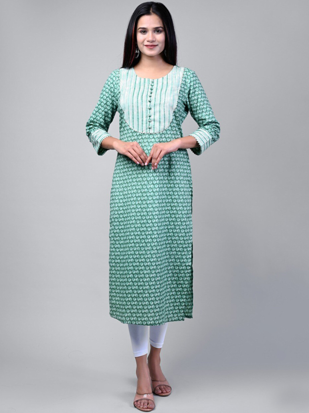 

Swasti Women Green Dyed Floral Anarkali Kurta