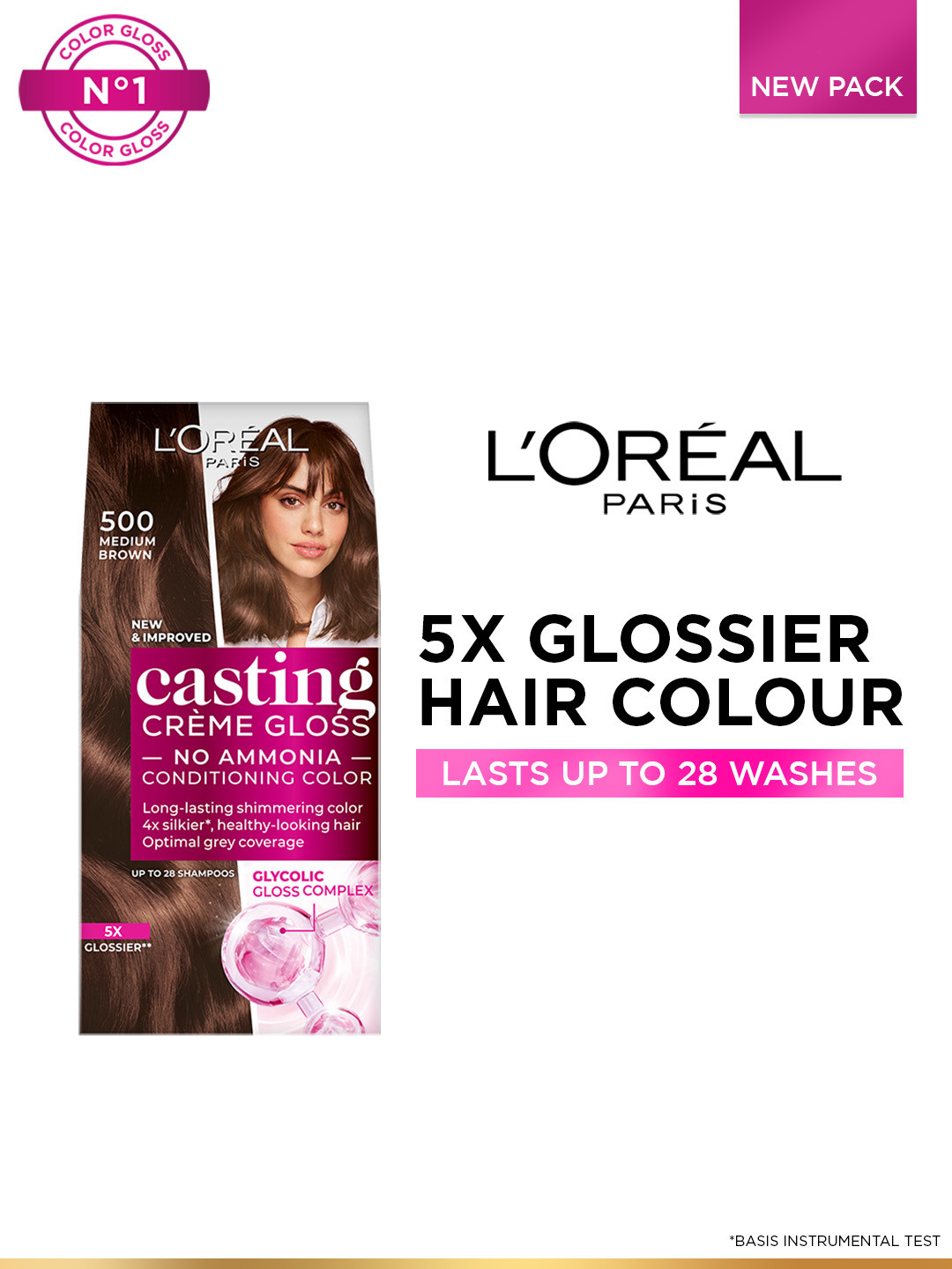 LOreal Paris Casting Creme Gloss Hair Color with Glycolic Gloss Complex - Medium Brown 500