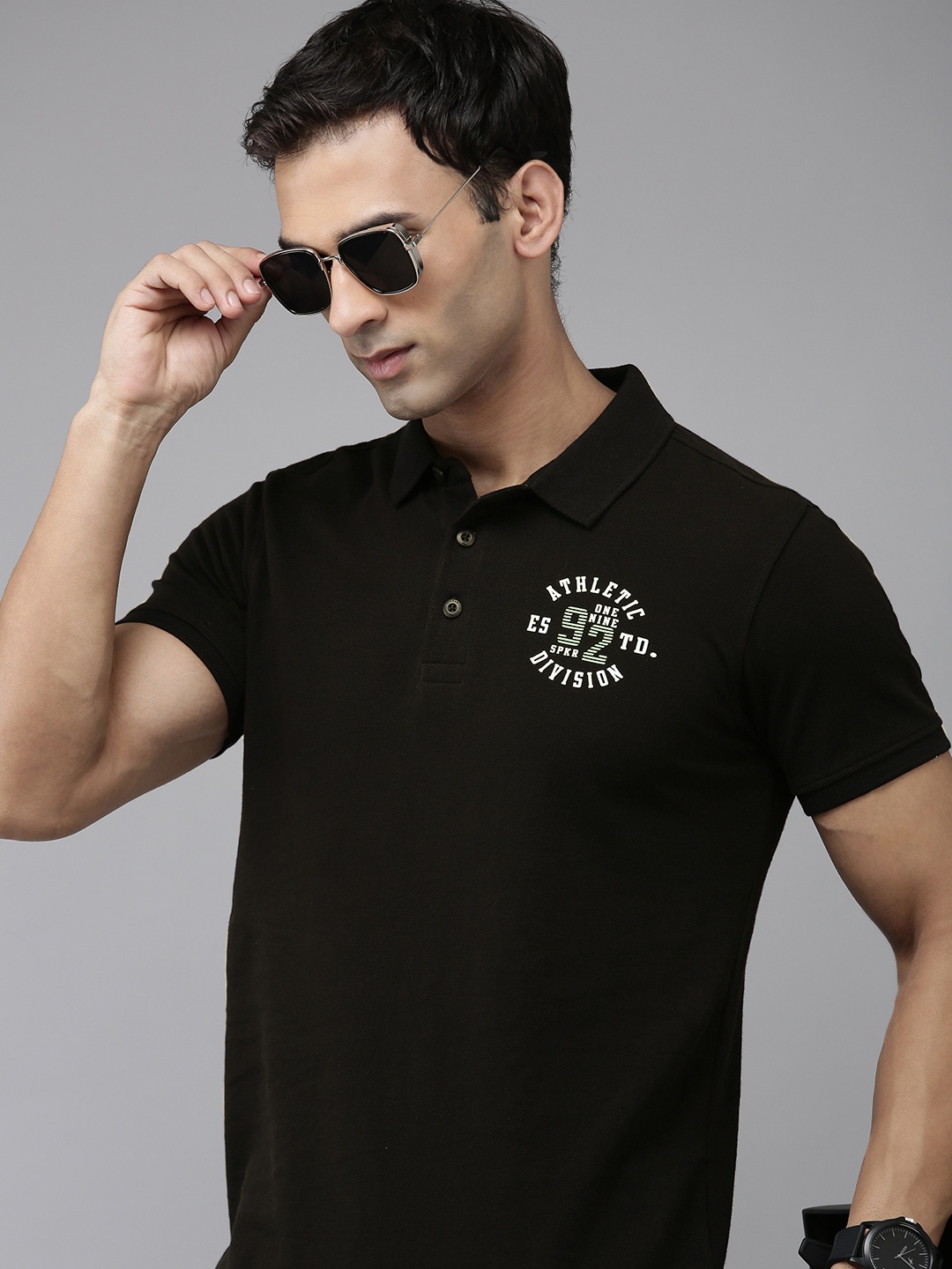 

SPYKAR Polo Collar Pure Cotton Slim Fit T-shirt, Black