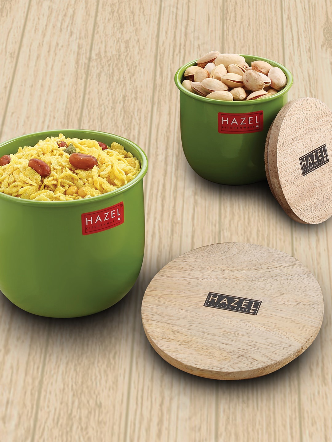 

HAZEL 6 Pieces of Green Solid Metal Dishwasher Safe Containers