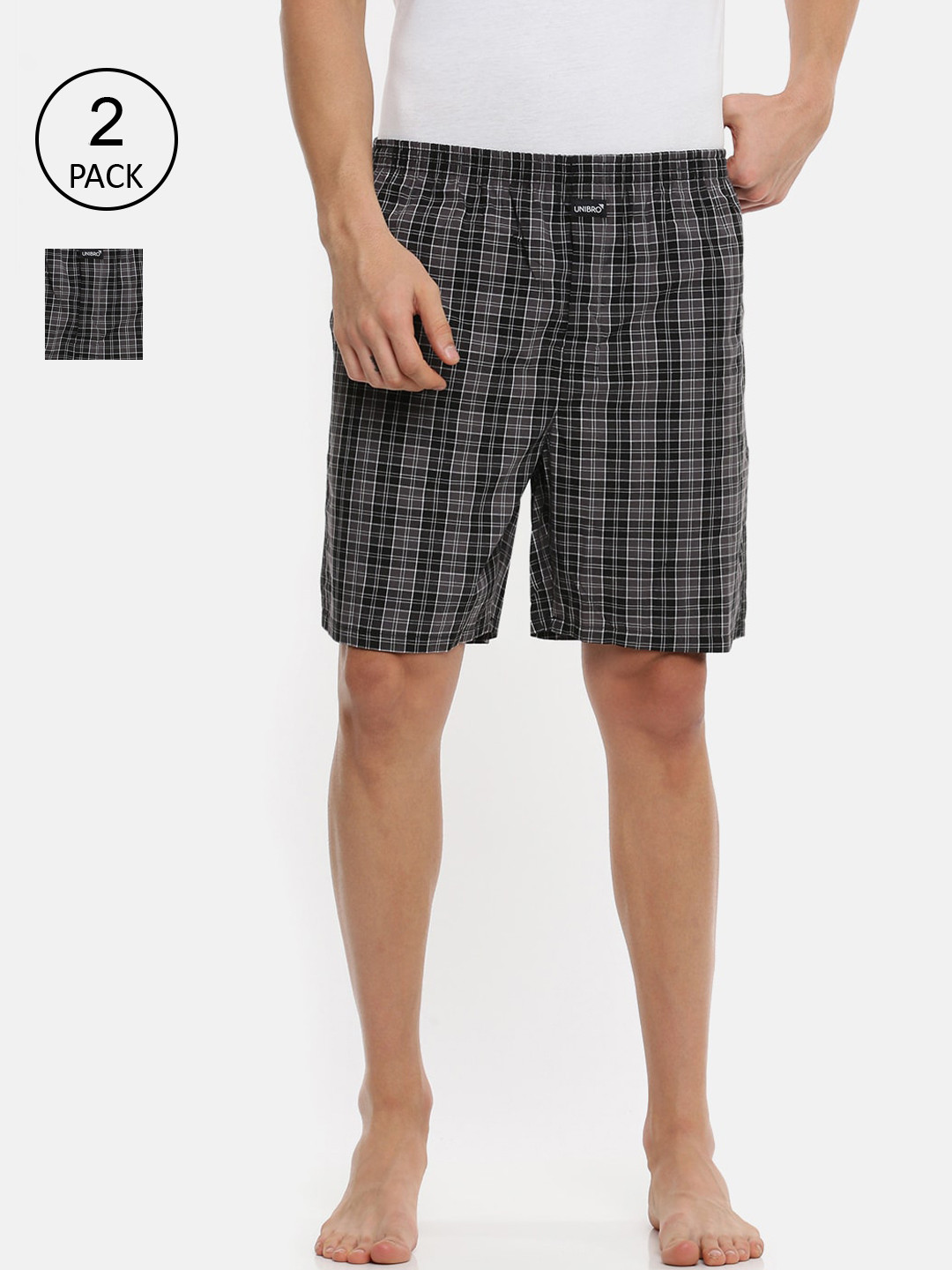 

Ramraj Men Pack Of 2 Printed Pure Cotton Boxers, Black