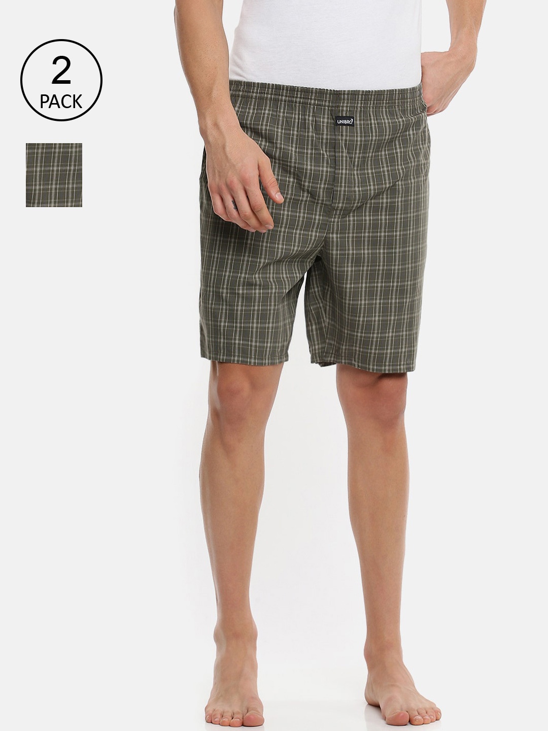 

Ramraj Men Pack Of 2 Green Cotton Boxers